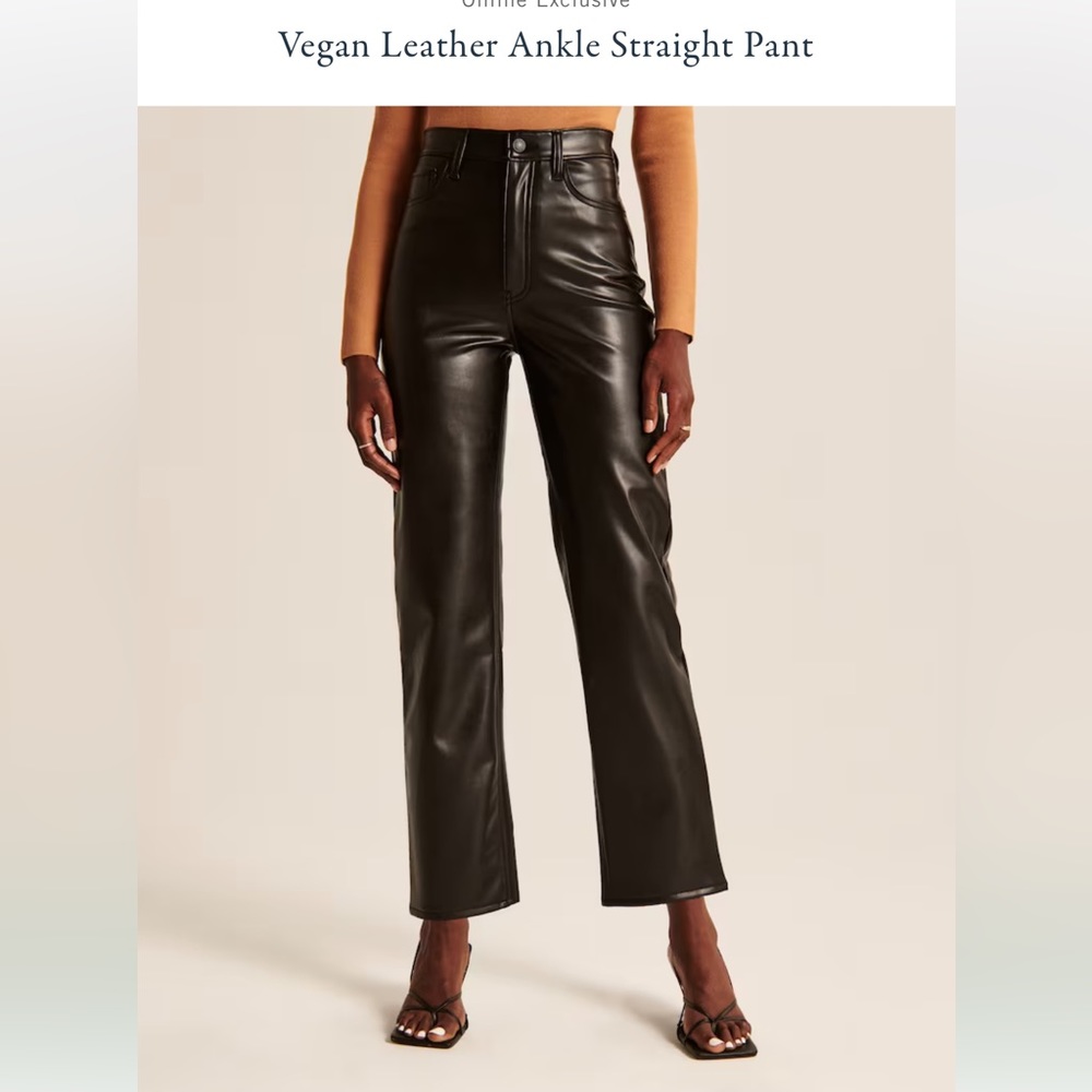 Abercrombie & Fitch: Vegan Leather Ankle Straight Pants